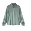 Lente formele shirt plus size vrouwen revers lantaarn mouw blouse Bekijken stijl officiële dame shirt 210604