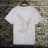 Maglietta fantasia stile inglese T-shirt manica corta con stampa diamante T-shirt estiva con strass moda uomo X0602