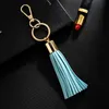 Interior Decorations Leather Rhinestone Bow Key Ring Fashion Long Tassel Keychain Car Bag Hanging Pendant Ornaments Gift For Women Girls Tri