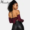 Missakso Sexy Skinny Halter Backless Bandage Crop Top Spring Herfst Women Lace Up Long Sleeve T Shirt Streetwear Party 210625