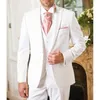 Sposo formale bianco smoking per il risvolto con picco di matrimonio Risvolto 3 pezzi da uomo da uomo con pantaloni gilet giacca di moda maschile Ultimo stile X0909