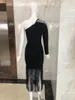 Casual Dresses 2022 Women Black One - Shoulder Long Sleeve Celebrity Party Bodycon Bandage Dress Drop