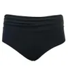 Plus Size Swimwear Women Black Tankini Tummy Control Tank Top Retro Solid Swimsuit With Shorts Two Piece Bathing Suit 210630