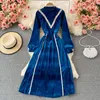 Casual Dresses Dress Women Temperament Stand Krage Velvet Vintage Vår / Höst Elegant Färg Matchande Comfort Vestidos