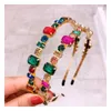 Charm Crystal Headbands for Women Colorful Stud Headband Hairband Shiny Bling Rhinestone Hair Band Hoop Jewelry Accessories DAS70