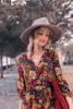 Abiti casual 2022 Autunno Piano Lunghezza Abito Manica lunga da donna Stampa Floreale Vintage Irregolare Maxi Mujer Chic Wrap