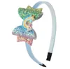 Menina bebê arco-íris unicórnio acessórios acessórios lantejoula fruta bowknot cabelo vara dos desenhos animados arco brilhante