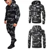 Autumn Mens Sets Camouflage Tracksuits 2 Pieces Sets Tactical Combat Hooded Hoodies+Pants Sports Suit Man Sportswear Clothes G1217