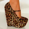 Dress Shoes 2021 Plus Big Size 35-48 Leopard Buckle Fashion Sexy High Heel Platform Girls Females Lady Wedge Women Pumps D1268