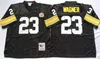 Chen37 NCAA Football 58 Jack Lambert 31 Donnie Shell Jerseys 26 Rod Woodson 23 Mike Wagner 33 Merril Hoge 20 Rocky Bleier Man Vintage Black White