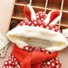 Winter Baby / Peuter Girl Ear Decor Fleece Dots Lange Mouwen Hooded Katoenen Kleding Kleding 210528