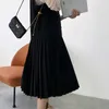 Korean Black Pleated Sleeveless Vest Dress Women's Loose Stitching Medium Length + Shawl 210607