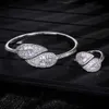 Luksusowy liść Kształt Bransoletka Zestawy Pierścionek Moda Dubaj Biżuteria Dla Nowożeńców Dla Kobiet Wedding Brincos Para jako Mulheres S0720 Q0717