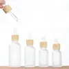 Frosted Glass Dropper Bottle with Imitated Wooden Lids Empty Refillable Vial Cosmetic Container Jar Holder Sample Bottle