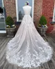 Robe de mariée en dentelle ivoire 2021 Robes de mariée trapèze Spaghetti Col en V Robe de soirée de mariage ouverte Dos en V Train chapelle sur commande