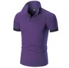 Мужская одежда Polo рубашка мужская хлопковая смесь с коротким рукавом повседневная дышащая лето твердый фиолетовый размер M-5XL