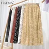 Skirts TIGENA Chiffon Long Skirt Women Fashion 2021 Summer Aesthetic Floral Polka Dot Print Boho Beach High Waist Pleated Female