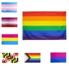 3x5 ft Rainbow Flag 6 Strepen Levendige Kleur en Fade Proof Canvas Header ands Double Stitched Gay Pride Banner Vlaggen Polyester LLB8870