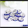 Loose Bead For European Bracelets Findings Mixed Multicolor Rhinestone Silver Plated Big Hole Crystal Zircon Beads Spacer 6Mm 8Mm 10Mm 3L12A