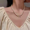 Elegant Pearl Daisy Choker Halsband för Kvinnor Blomma Hänge Pärlor Neck Kortkedja Kvinna Sommar Boho Smycken Gåvor