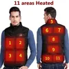 Gilet riscaldato a 9 aree Giacca USB da uomo Giacca invernale senza maniche riscaldata elettrica Gilet da caccia per pesca all'aperto 211019