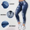 Wysoka talia Skinny Ripped Dżinsy dla kobiet Stretch Hole Pencil Spodnie Bleached Denim Koreański Dorywczo Spodnie S-5XL Black 211129