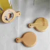 Apribottiglie in legno di bambù a forma di padella da 10 pezzi con manico sottobicchiere per frigorifero decorazione apribottiglie per birra Logo con incisione gratuita