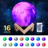 Creative 3D Printing Moon Lamp uppladdningsbar 16 Color Touch Moon Lamp Children's Lights Night Decoration Lightings Y0910