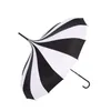 Kreativ design svart och vitt randigt långhandtag rakt pagoda golfparaply