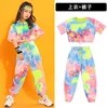 Conjuntos de roupas Kid Cool Hip Hop Veludo Suéter Crop Top Camisa de Manga Curta Camisa Calças de Streetwear para Meninas Jazz Dance Traje Roupas