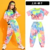 Kleidung Sets Kid Cool Hip Hop Samt Sweatshirt Crop Top Kurzarm Shirt Streetwear Hosen Für Mädchen Jazz Dance Kostüm Kleidung