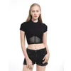 여성용 티셔츠 섹시한 블랙 메쉬 패치 워크 티 80 년대 90 년대 소녀 패션 멋진 T 셔츠 하라주쿠 티셔츠