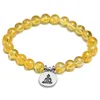 Fili di perline Natural Citrine Stone Meditation Lotus Buddha Ciondolo Bracciale da donna per uomo Energy Healing Yoga Gioielli fatti a mano Fawn22