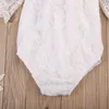 Rompers 0-24months Born Barn Girls Lace Romper Hollow Out Off Shoulder Jumpsuit Sunsuit Princess Söt sommarbarnkläder