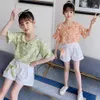 子供服ドットTシャツ+短い十代の少女服夏セットカジュアルスタイルの子供たちのトラックスーツ6 8 10 210527