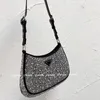 Borse a tracolla con strass di perline di lusso Borse con diamanti lucidi da donna Hobos Perline Baguette Bling Perline Borse Triangolo Scintillante D216l