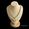 Merken Nieuwe Sieraden Rvs Vintage C Charms Emaille Hart Hanger Luxe Vrouwen Mannen Zon Goud Chunky Collier en Oorbel Sieraden Set