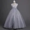 女の子のドレス子供服プリンセスボールガウンの代わりのパーティーと結婚式の灰色の桃のミントラベンダー子供の女の子ページェントのドレス
