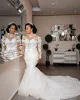 Cristaux robes de mariée sirène robe nuptiale 3d applique en tulle