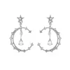15 par / partia Europejska Księżyc Star Ear Drop Drop Hollow Alloy Rhinestone Stud Kolczyki Kobiety Party Prezent Star Wisiorek Kolczyki Biżuteria Akcesoria