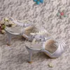 Scarpe eleganti Sandali con tacco estivo con punta aperta color nudo per la sposa