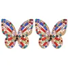 Handgjorda stora rhinestone örhängen insekt fjäril droppe örhängen glänsande färgglada romantiska brud smycken