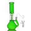 Bong da 10,5 pollici Green Beaker con 6 Arm Perc Classico riciclatore a nido d'ape Fumo di tubi per l'acqua con pipa per bruciatore di olio di vetro e ciotola per tabacco