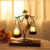 Vintage Metal Candlestick Casa Decoração Handmade Candle Candle Decor Decor Miniature Home Decor Art Presentes 210310