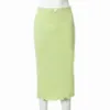 夏のスカートの弓Y2Kハイウエストミディスカート衣装ストリートウェアセクシーボディコンスリットウッドイヤーグリーン原宿ファッションスカートレディース210712