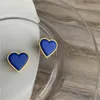 2021 Simple Green Blue Heart Coeur Boucles d'oreilles Mode Femmes Party Mariage Brincos Bijoux