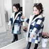 Herbst Winter Mädchen Casual Jacken Warme Mit Kapuze Oberbekleidung Mode Woll Langen Mantel Kinder Kleidung Teeange Outfits 9 211011