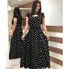 Kobiety z krótkim rękawem Hollow O-Neck Długa Sukienka Lato Elegancki Kwiatowy Drukowane Wysokie Talia Elastyczna Elastyczna Elegancka Boho Robe Maxi Vestidos Q0707