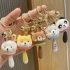 Cartoon Blush Resin Animal Sleutelhanger Panda Konijn Doll Sleutelhanger Creative Paar Rugzak Ornaments G1019