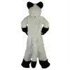 Weißes Husky-Fuchs-Hundemaskottchenkostüm mit langem Fell, Karneval, Halloween-Geschenke, Unisex-Erwachsene, ausgefallenes Partyspiel-Outfit, Feiertagsfeier, Cartoon-Charakter-Outfits